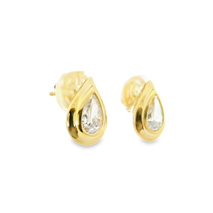 1.45CT Lab Diamond Pear Shape Earring 14k Yellow Gold