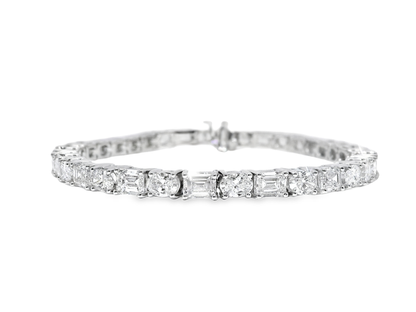 8.96CT Emerald 5.17CT Oval Lab Diamond Bracelet 14k White Gold