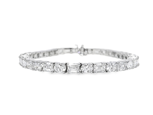 8.96CT Emerald 5.17CT Oval Lab Diamond Bracelet 14k White Gold