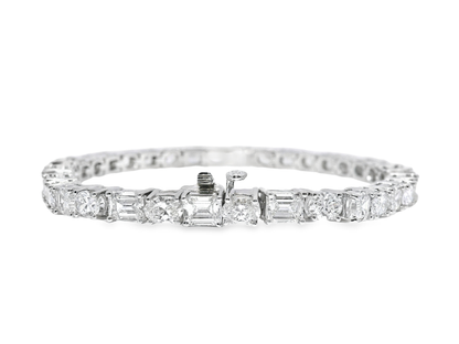 8.96CT Emerald 5.17CT Oval Lab Diamond Bracelet 14k White Gold
