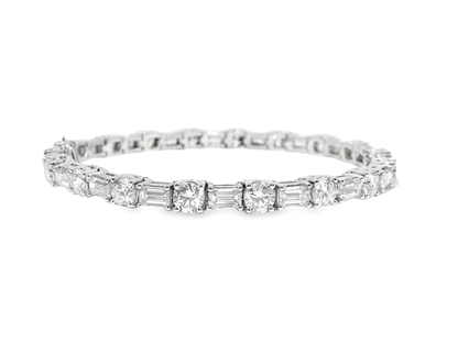 7.91CT Round 5.92CT Emerald Cut Lab Diamond Bracelet 14k White Gold