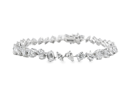 1.37CT Round 5.42CT Mixed Shape Lab Diamond Bracelet 14k White Gold