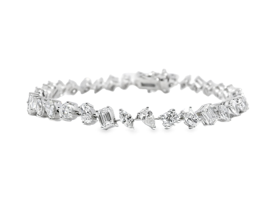1.37CT Round 5.42CT Mixed Shape Lab Diamond Bracelet 14k White Gold