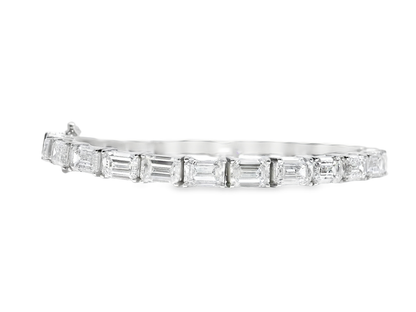 19.19CT Emerald Cut Lab Diamond Bracelet 14k White Gold