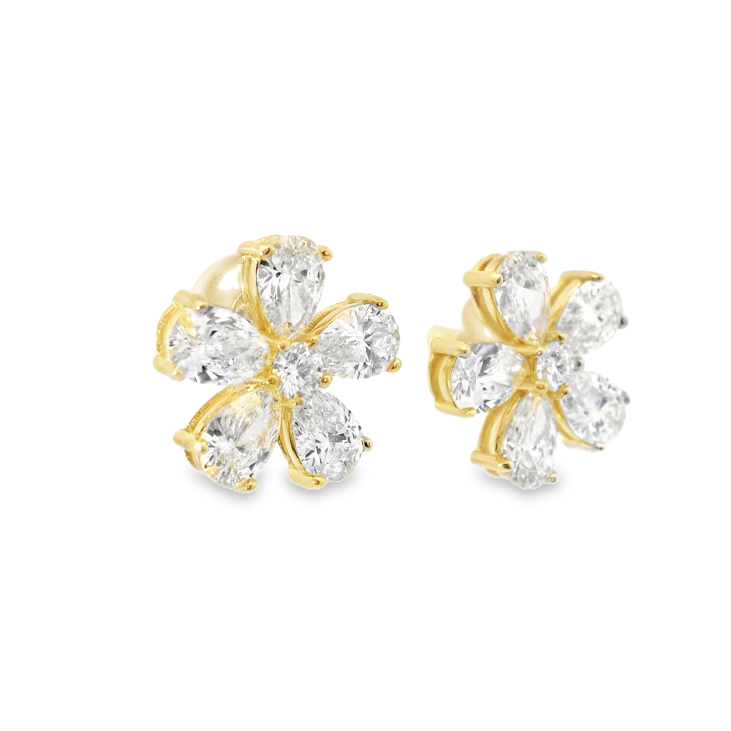 0.21CT Round 3.38CT Pear Lab Diamond Earring 14k Gold