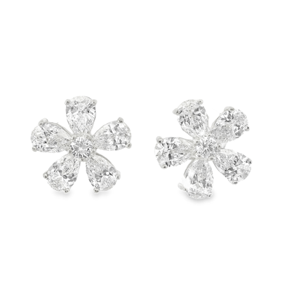 0.21CT Round 3.38CT Pear Lab Diamond Earring 14k Gold