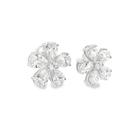 0.21CT Round 3.38CT Pear Lab Diamond Earring 14k Gold