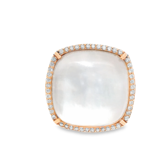 0.36CT Diamond With White MOP Ring 14k Rose Gold