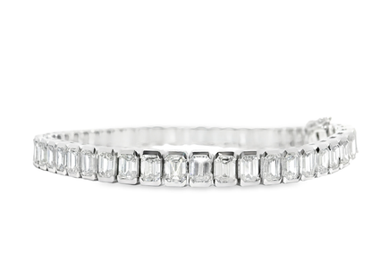 12.95CT Emerald Cut Lab Diamond Bracelet 14k White Gold