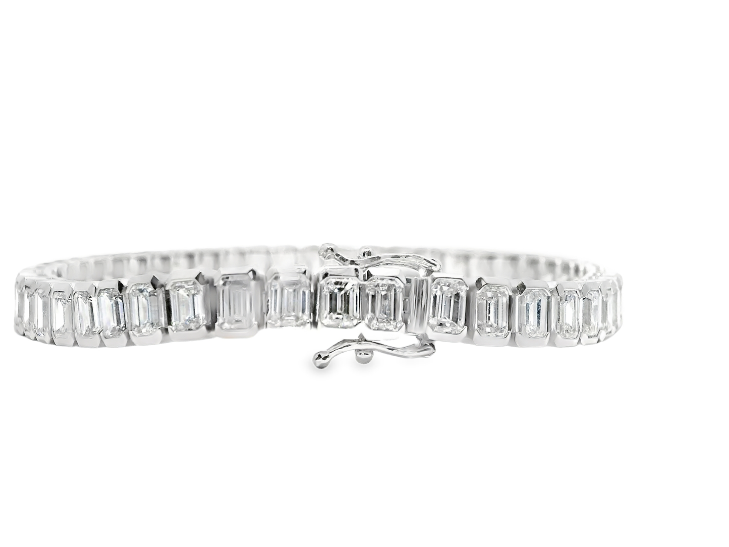 12.95CT Emerald Cut Lab Diamond Bracelet 14k White Gold