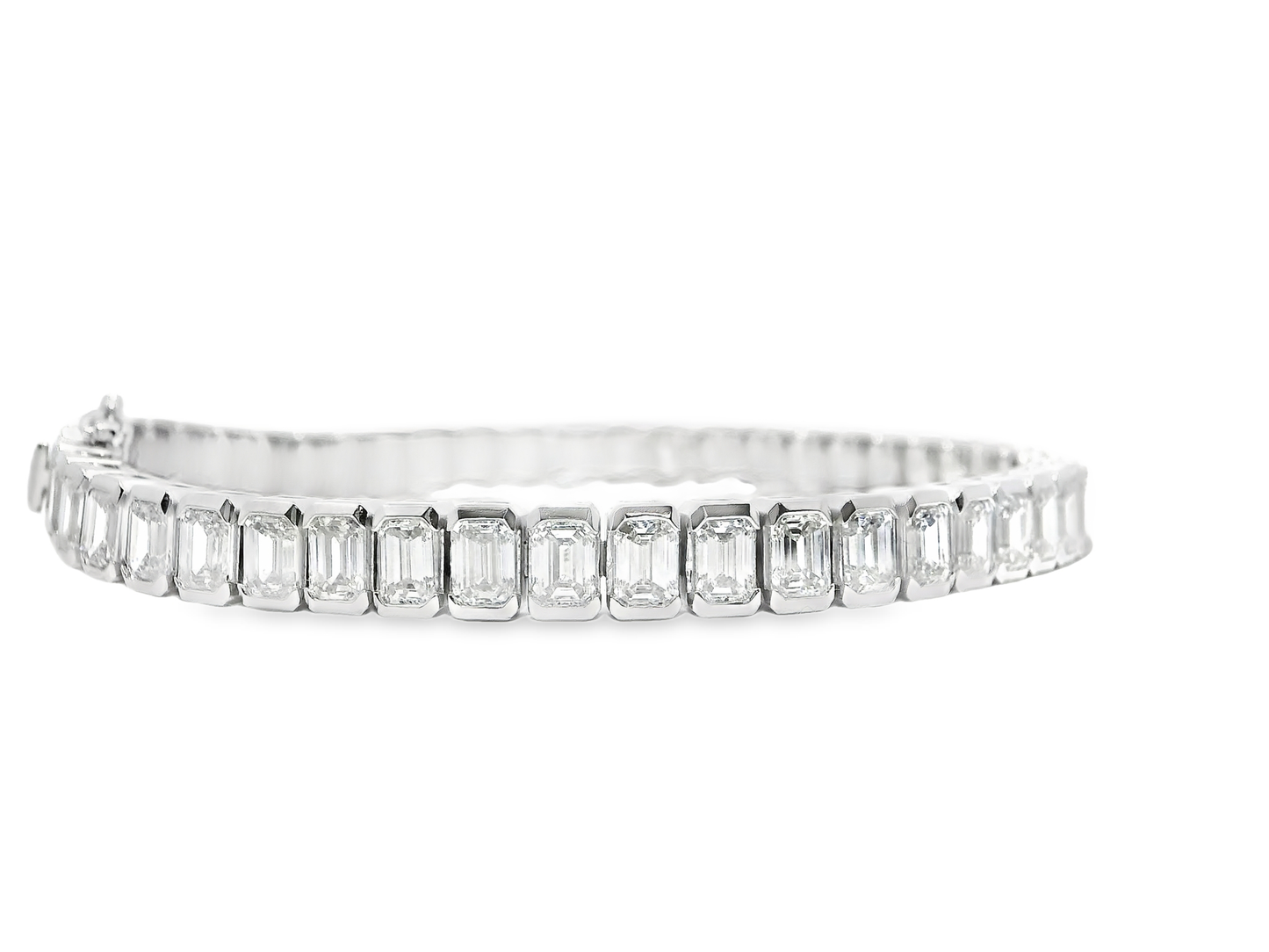 12.95CT Emerald Cut Lab Diamond Bracelet 14k White Gold