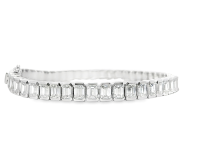 12.95CT Emerald Cut Lab Diamond Bracelet 14k White Gold