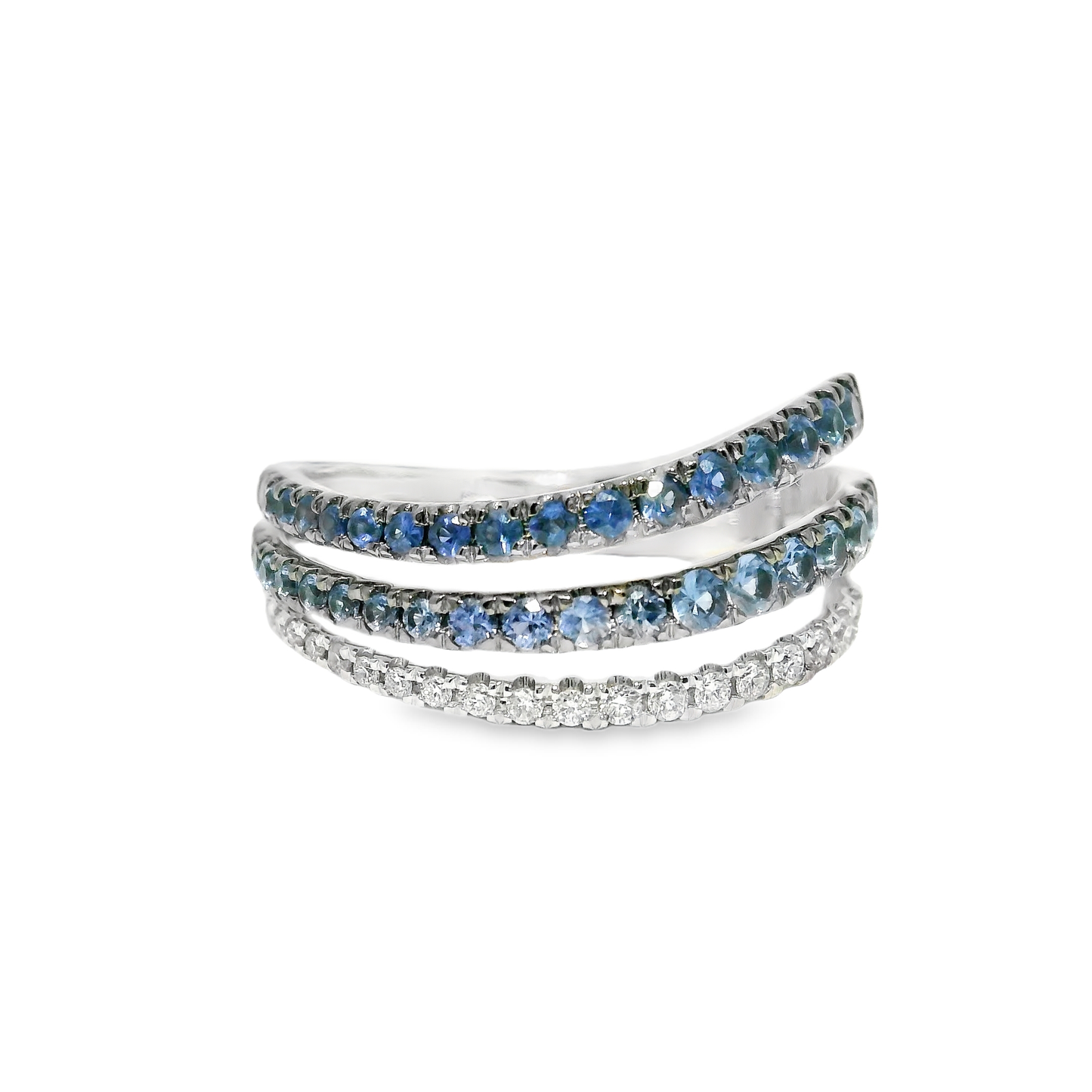0.18CT Diamond 0.63CT Blue Sapphire Ring 14k White Gold