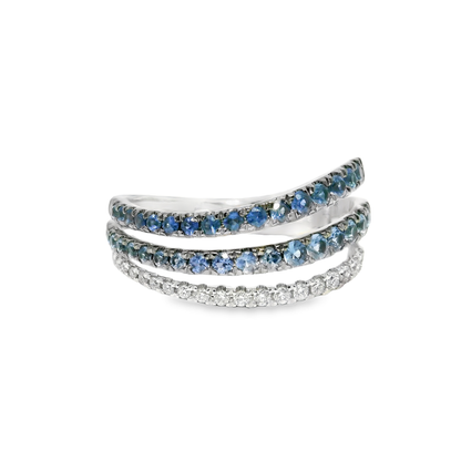 0.18CT Diamond 0.63CT Blue Sapphire Ring 14k White Gold