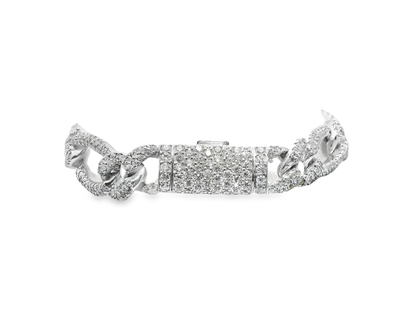 3.69CT Diamond Chain Link Bracelet 14k White Gold