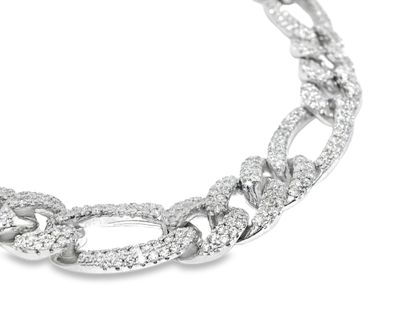 3.69CT Diamond Chain Link Bracelet 14k White Gold