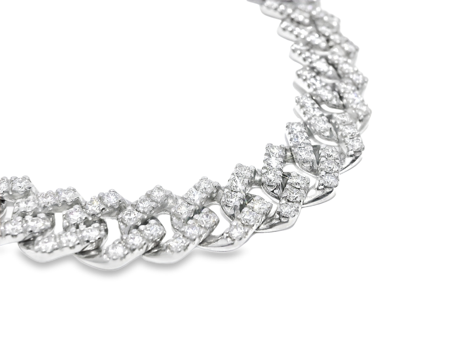 4.15CT Diamond Chain Link Bracelet 18k White Gold