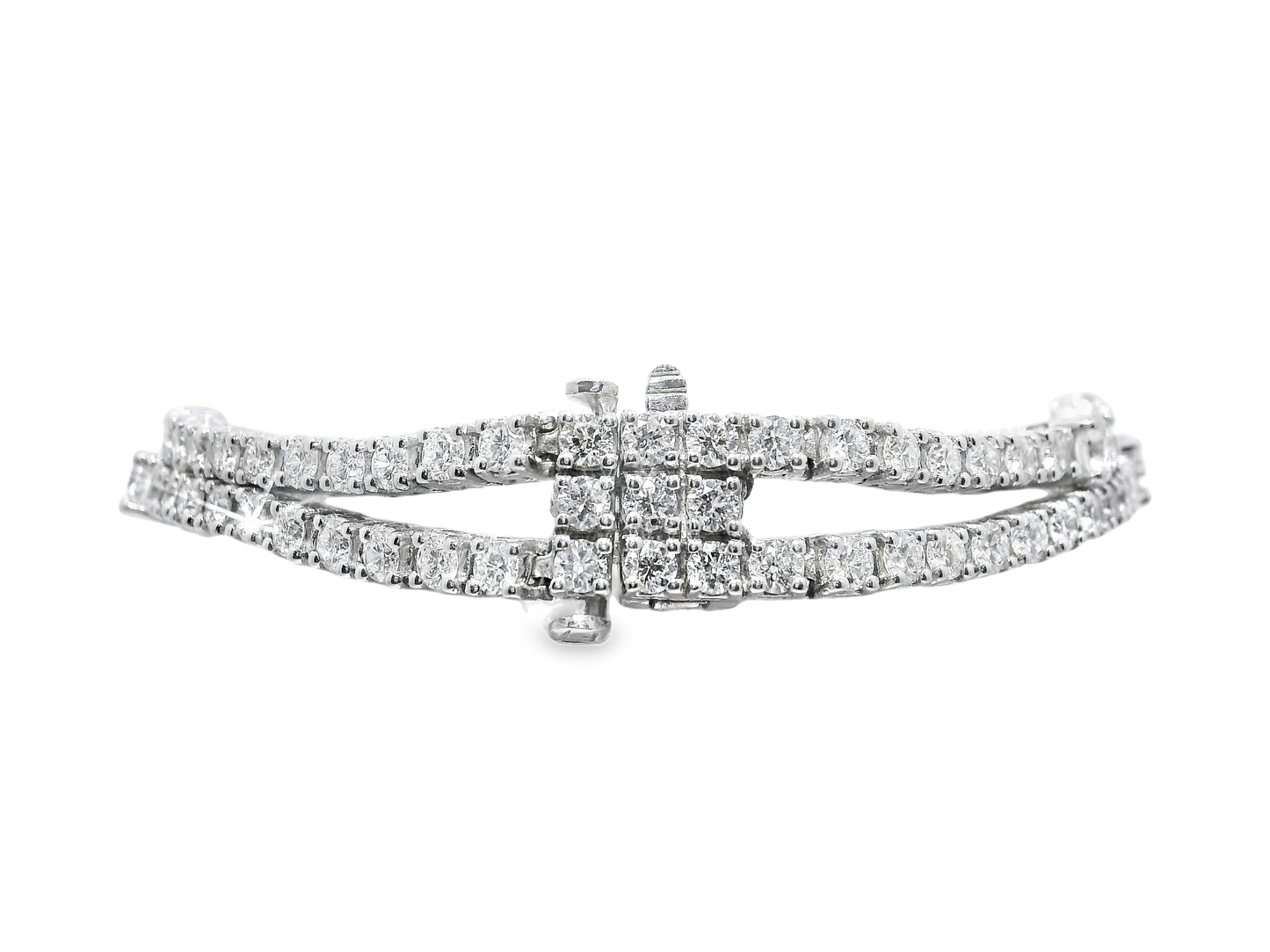 8.67CT Diamond Tennis 2 Row Bracelet 18k White Gold