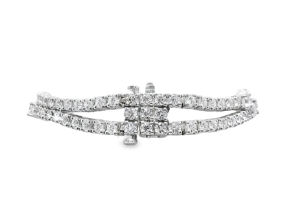 8.67CT Diamond Tennis 2 Row Bracelet 18k White Gold