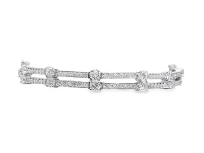 5.44CT Diamond 2 Row Bracelet 14k White Gold