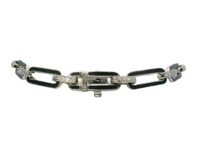 0.33CT Diamond Bracelet with Black Enamel 14k White Gold