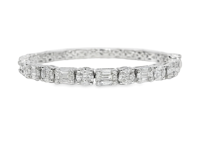 6.74CT Round Diamond & Emerald Cut Bracelet 18k White Gold