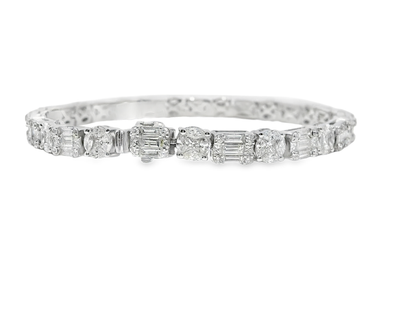 6.74CT Round Diamond & Emerald Cut Bracelet 18k White Gold
