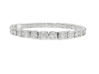 6.74CT Round Diamond & Emerald Cut Bracelet 18k White Gold