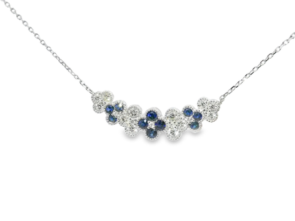 0.59CT Diamond 0.62CT Blue Sapphire Necklace 14k White Gold
