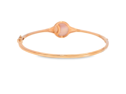 0.07Ct Diamond 3.32Ct Pink Mother of Pearl Bangle 14k Gold