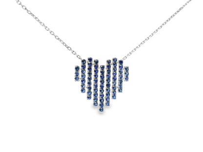 1.05CT Mixed Blue Sapphire Heart Pendant 14k White Gold