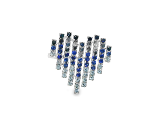 1.05CT Mixed Blue Sapphire Ring 14k White Gold