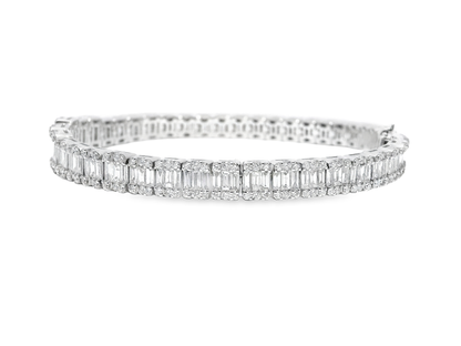 7.16Ct Emerald Cut Diamond Bracelet 18k White Gold