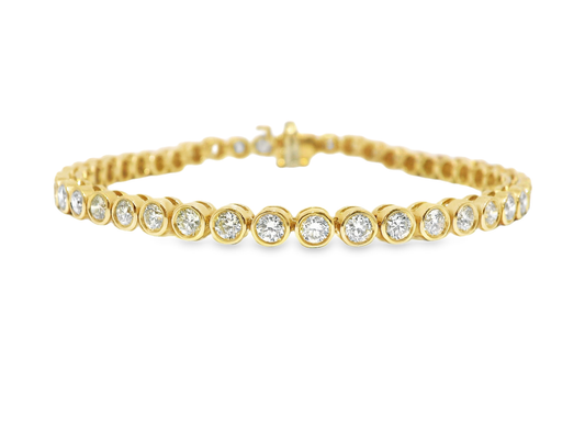 4.09CT Diamond Bezel Bracelet 14k Gold