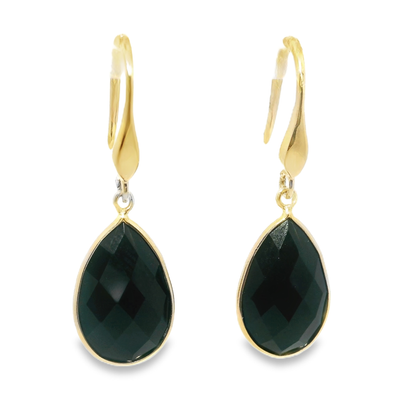 Black Onyx Hoop Earring 14k Gold
