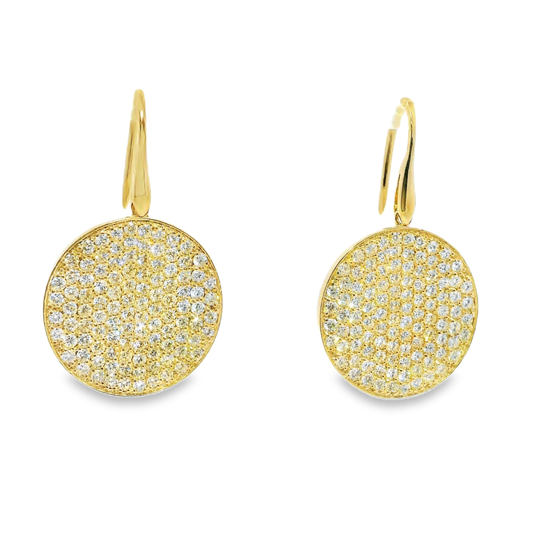5.21CT Diamond Disc Earring 14k Yellow Gold
