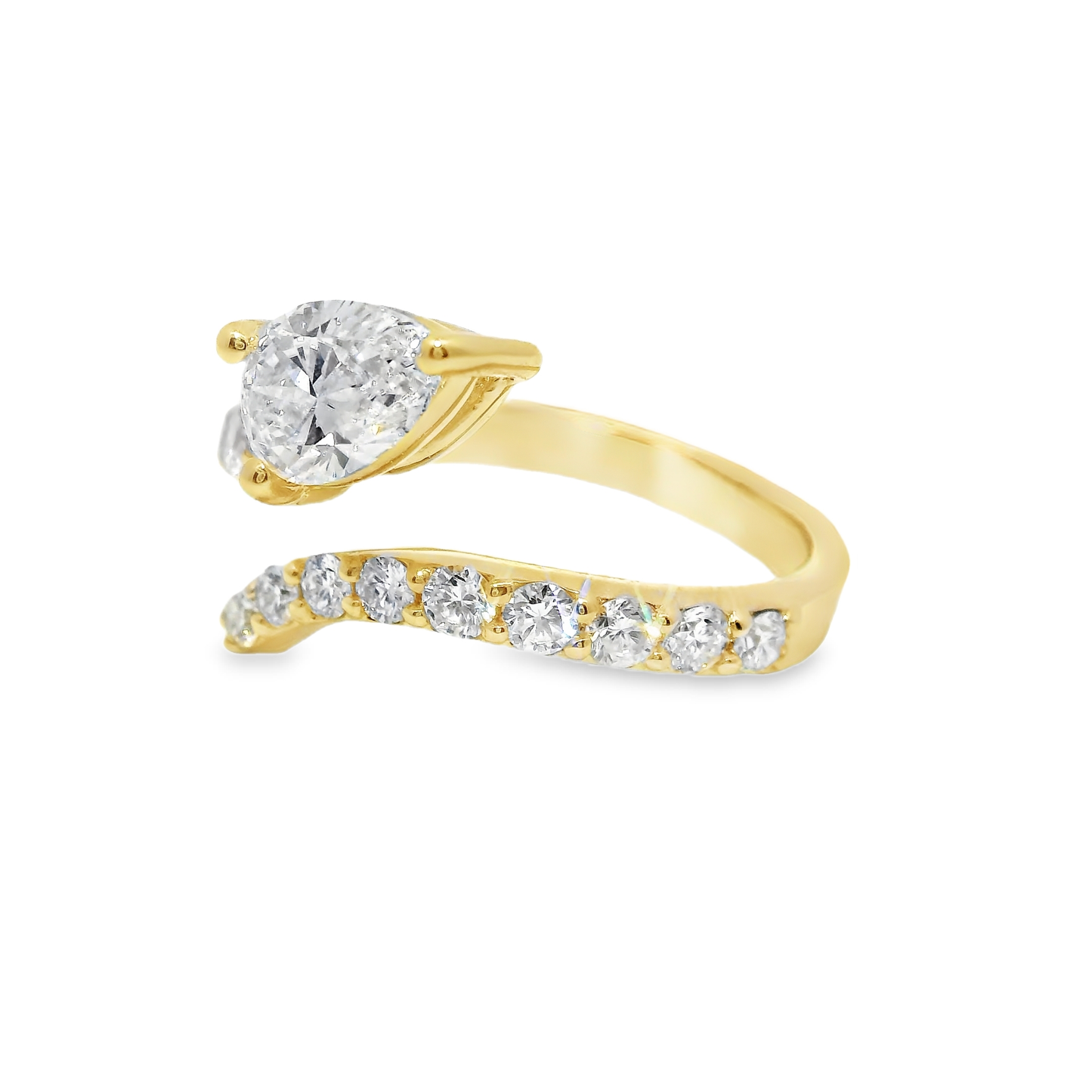 0.59CT Lab Diamond 0.74CT Lab Pear Shape Stone 14k Yellow Gold