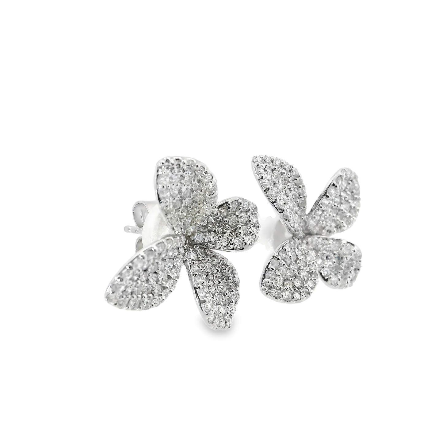 1.63CT diamond Flower Earring 14k White Gold