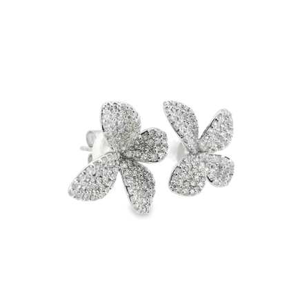 1.63CT diamond Flower Earring 14k White Gold