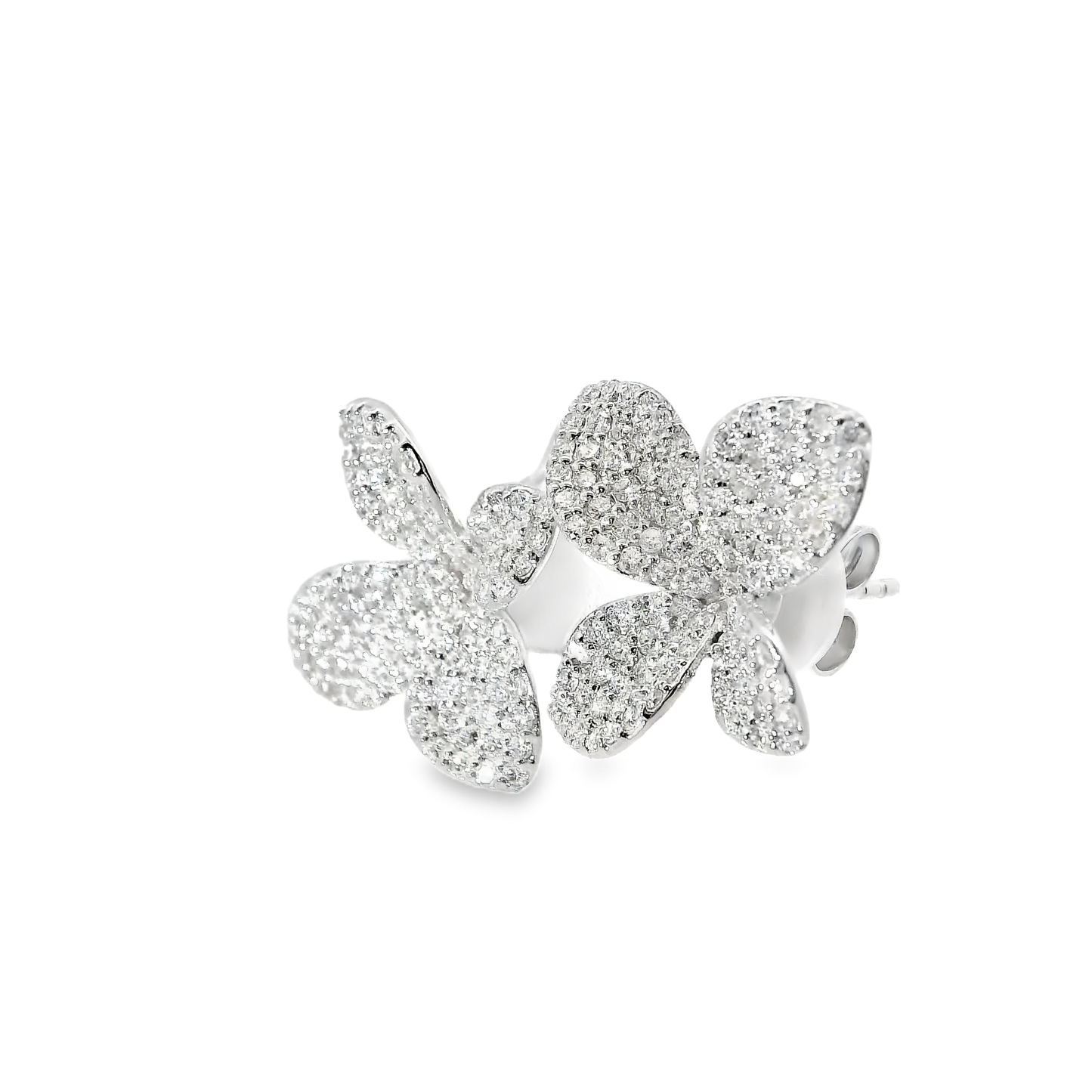1.63CT diamond Flower Earring 14k White Gold