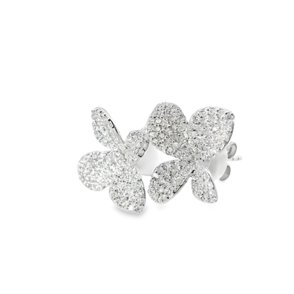 1.63CT diamond Flower Earring 14k White Gold