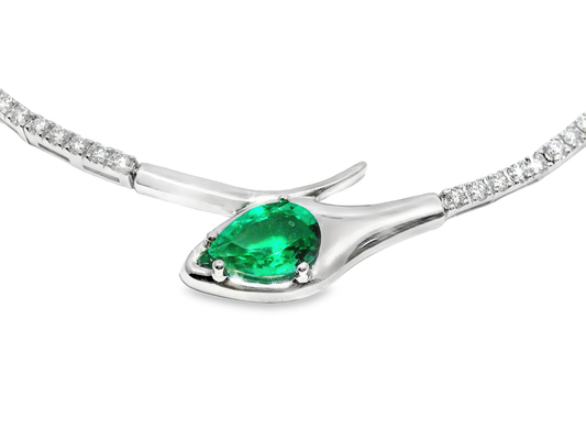 2.69CT Diamond 1.12CT Emerald Lab Certified Stone 14k White Gold