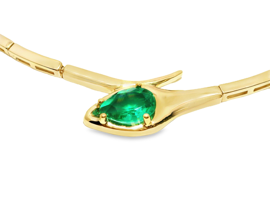 1.22CT Lab Emerald Fashion Necklace 14k Yellow Gold