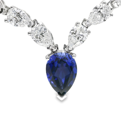 21.81CT Pear Shape Lab Diamond 2.45CT Emerald 14k White Gold