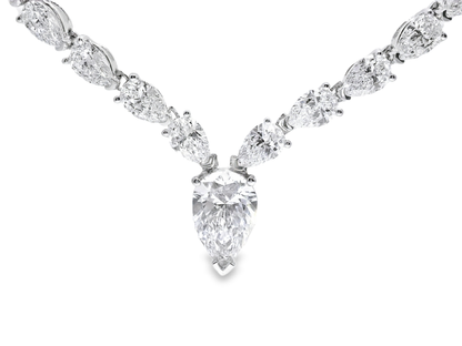 19.69CT Small Lab Pear Shape Diamond 1.89CT Center Pear Shape Lab Diamond Necklace 14k White Gold