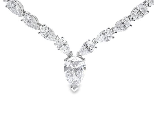 19.69CT Small Lab Pear Shape Diamond 1.89CT Center Pear Shape Lab Diamond Necklace 14k White Gold