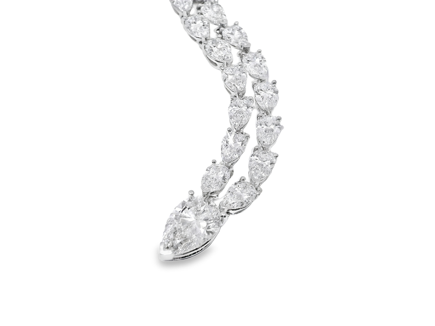 19.69CT Small Lab Pear Shape Diamond 1.89CT Center Pear Shape Lab Diamond Necklace 14k White Gold
