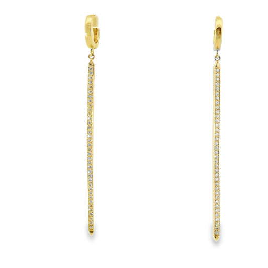 0.38Ct Diamond Bar 14k Yellow Gold Earring