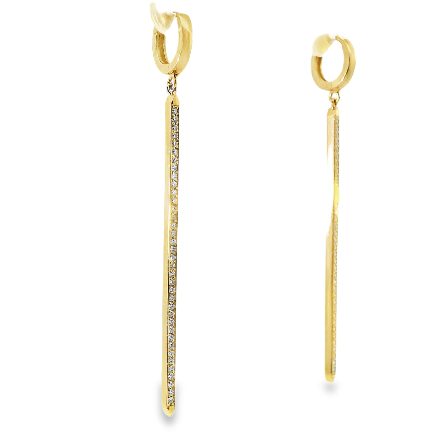 0.38Ct Diamond Bar 14k Yellow Gold Earring