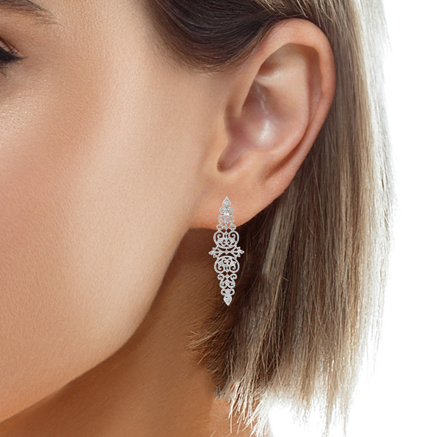 5.04CT Diamond 18K White Gold Earring